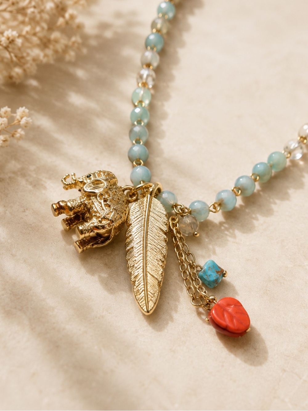 Elephant Charm Boho Necklace